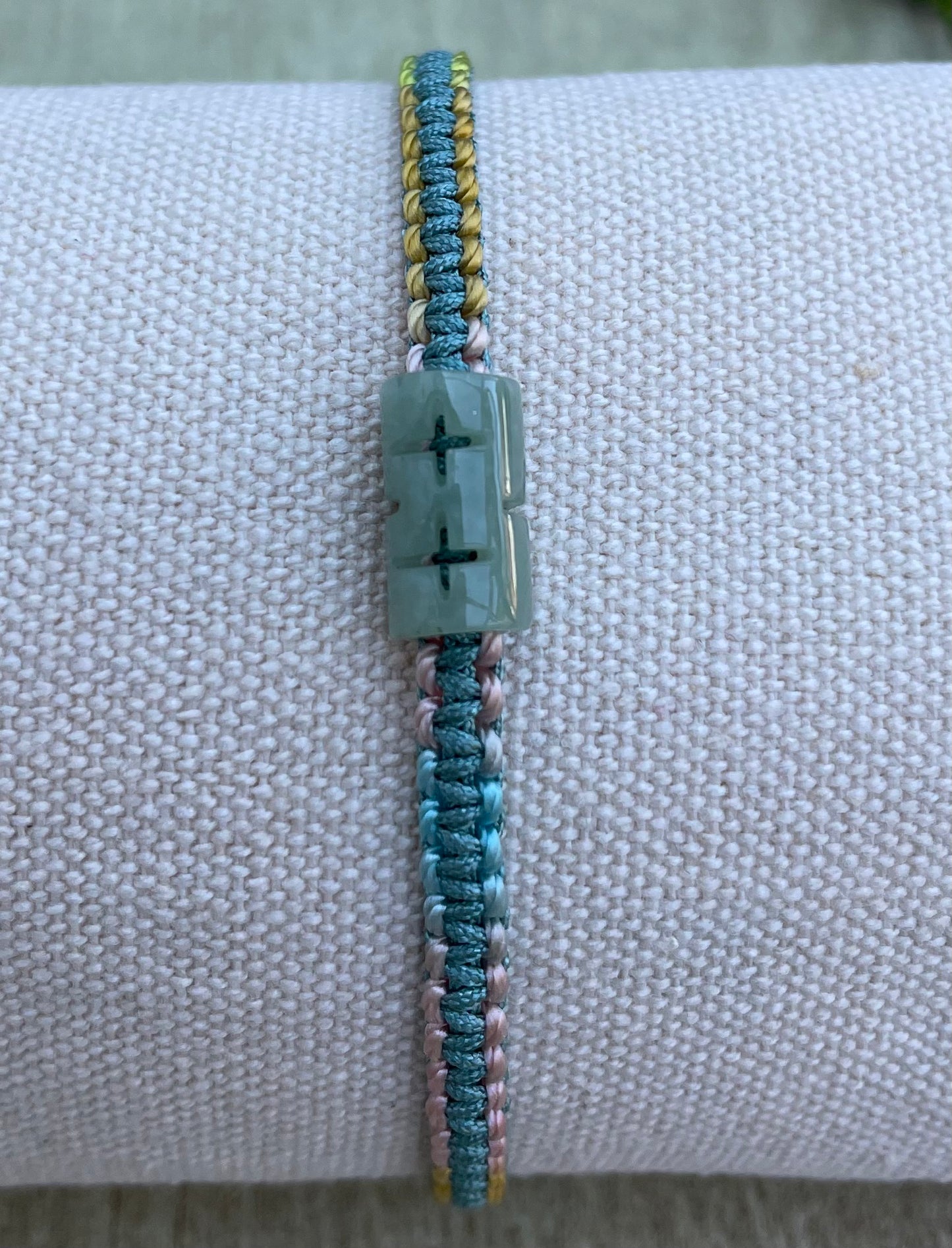 Handmade bracelet with green jade charm