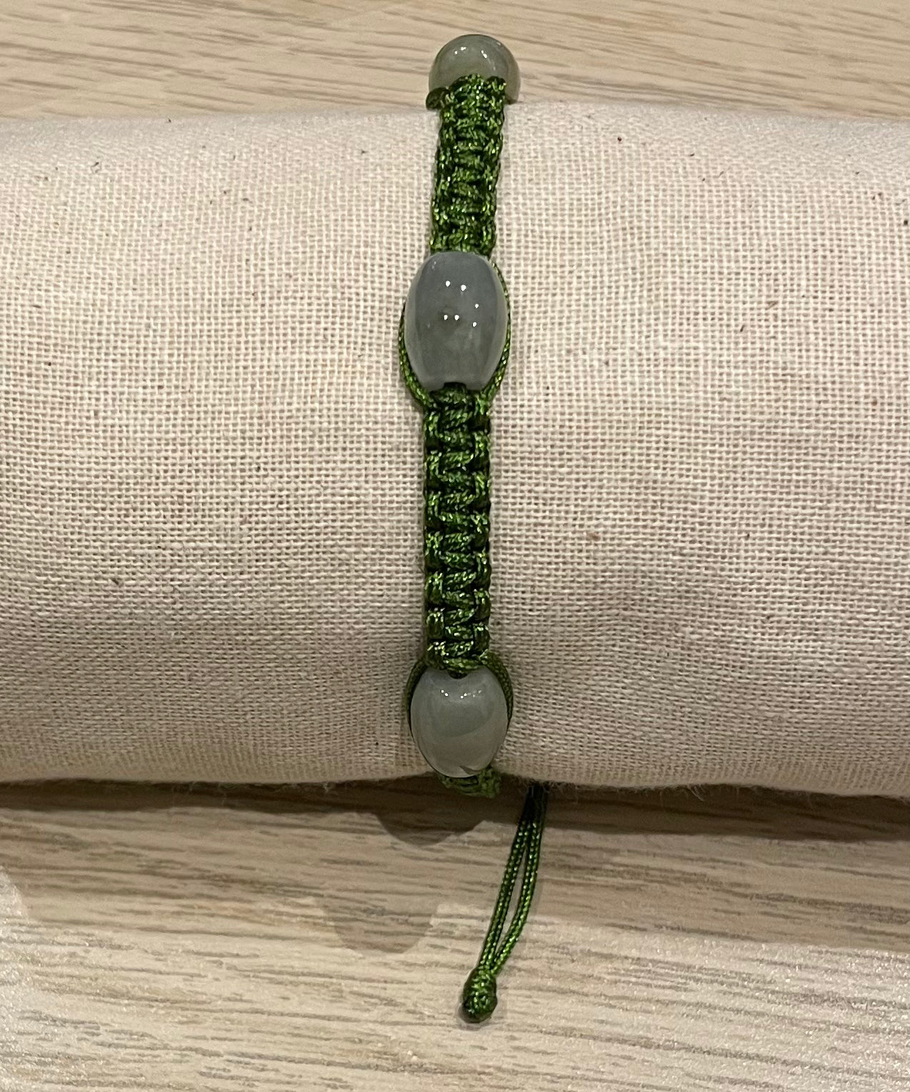 Handmade bracelet with green jade charms