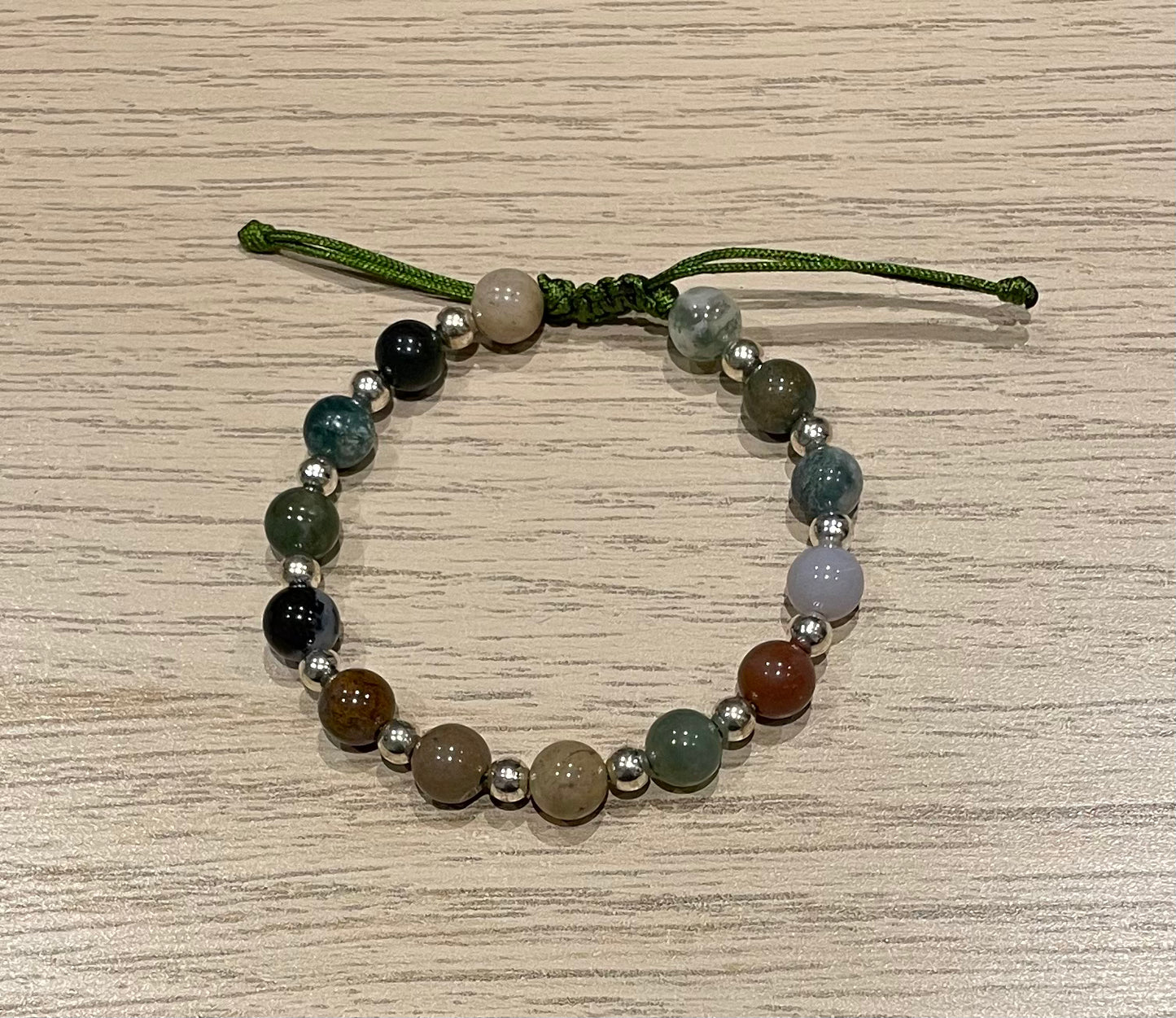 Handmade bracelet with colourful agate beads