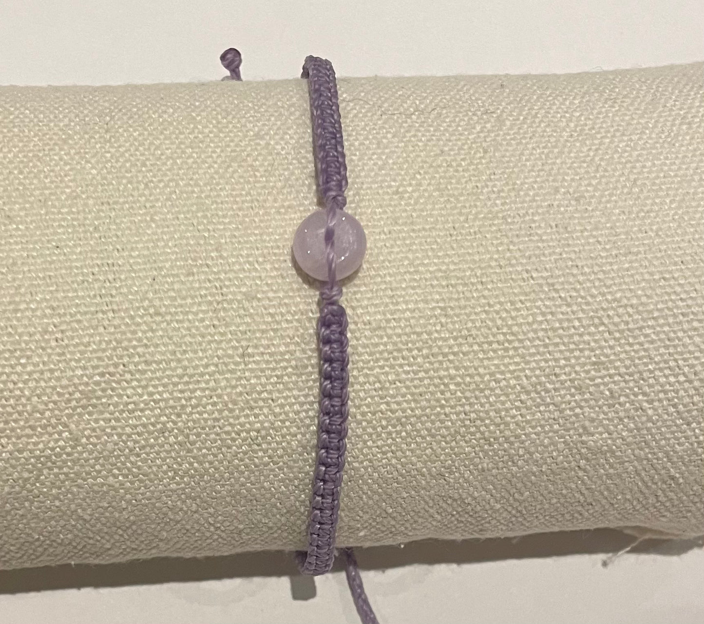 Handmade bracelet with a tiny lavender jade donut
