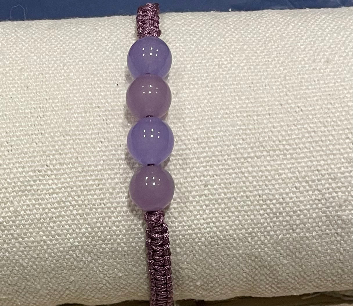 Handmade bracelet with purple chalcedony beads