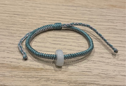 Handmade Bracelet with White Jade Charm, Adjustable Cord Bracelet for Peace, Protection & Positive Energy