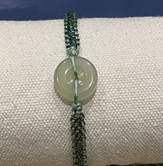 Handmade Serpentine Jade Donut Bracelet, Adjustable Gemstone Jewelry for Protection & Positive Energy