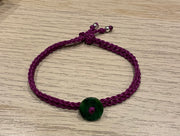 Handmade Bracelet with Green Jade Charm, Adjustable Cord Bracelet for Luck, Balance & Healing Energy