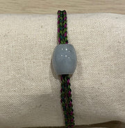 Handmade Bracelet with Light Green Jade Charm, Adjustable Cord Bracelet for Luck, Harmony & Healing Energy