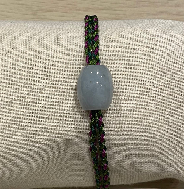 Handmade Bracelet with Light Green Jade Charm, Adjustable Cord Bracelet for Luck, Harmony & Healing Energy