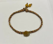 Handmade Bracelet with Tiny Yellow Jade Donut, Adjustable Cord Bracelet for Positivity, Joy & Everyday Elegance