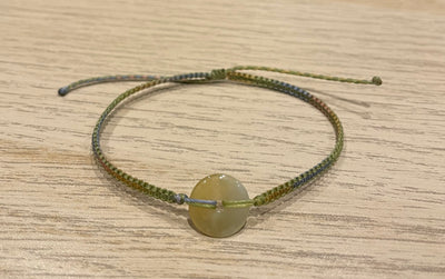 Handmade Bracelet with 12mm Yellow Jade Donut, Adjustable Cord Bracelet for Joy, Confidence & Positive Energy