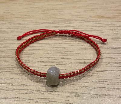 Handmade Bracelet with Green Jade Charm, Adjustable Cord Bracelet for Luck, Protection & Healing Energy