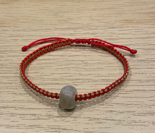 Handmade Bracelet with Green Jade Charm, Adjustable Cord Bracelet for Luck, Protection & Healing Energy