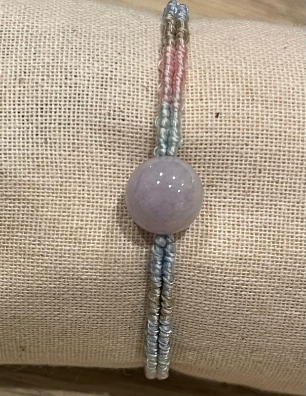Handmade Lavender Jade Bead Bracelet, Natural Gemstone Jewelry for Calm, Healing & Positive Energy