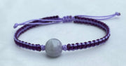 Handmade Bracelet with Lavender Jade Charm, Adjustable Cord Bracelet for Calm Energy, Healing & Elegant Style