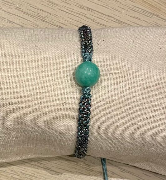 Handmade bracelet with a green jade bead