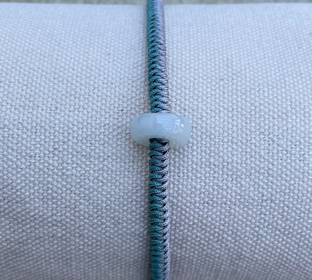 Handmade Bracelet with White Jade Charm, Adjustable Cord Bracelet for Peace, Protection & Positive Energy