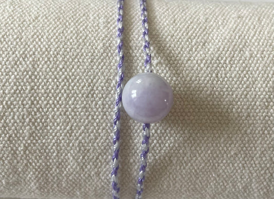 Handmade bracelet with a 12mm purple jade bead