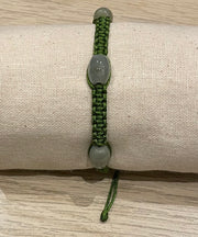 Handmade Bracelet with Green Jade Charms, Adjustable Cord Bracelet for Luck, Protection & Positive Energy
