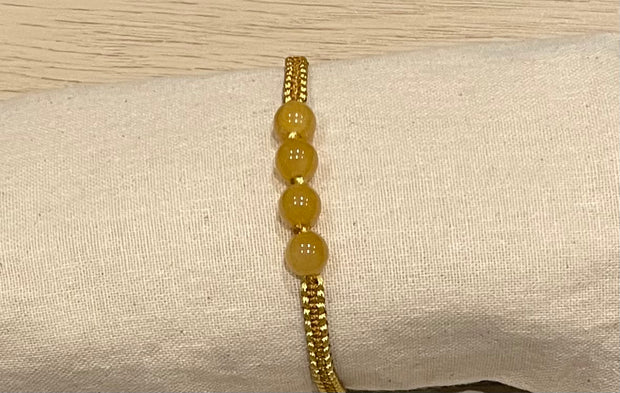 Handmade Bracelet with Yellow Jade Beads, Adjustable Cord Bracelet for Confidence, Joy & Positive Energy