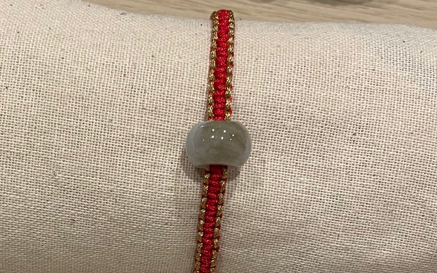 Handmade Bracelet with Green Jade Charm, Adjustable Cord Bracelet for Luck, Protection & Healing Energy