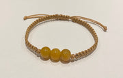 Handmade Bracelet with Yellow Jade Beads, Adjustable Cord Bracelet for Positivity, Luck & Everyday Style