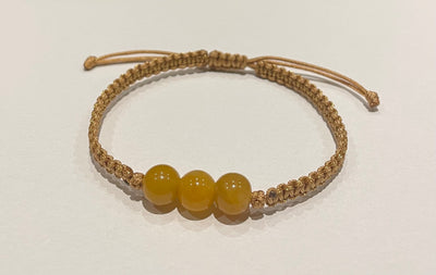 Handmade Bracelet with Yellow Jade Beads, Adjustable Cord Bracelet for Positivity, Luck & Everyday Style