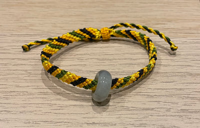 Handmade colourful bracelet with a jaHandmade Colourful Bracelet with Jade Ring, Adjustable Gemstone Jewelry for Luck, Energy & Positive Vibesde ring