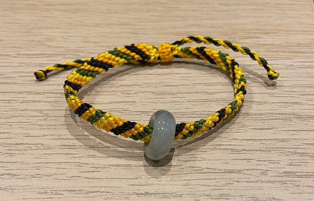 Handmade colourful bracelet with a jaHandmade Colourful Bracelet with Jade Ring, Adjustable Gemstone Jewelry for Luck, Energy & Positive Vibesde ring