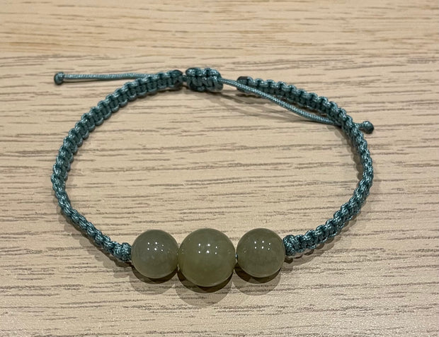 Handmade Fine Jade Bead Bracelet, Adjustable Gemstone Jewelry for Healing & Positive Energy