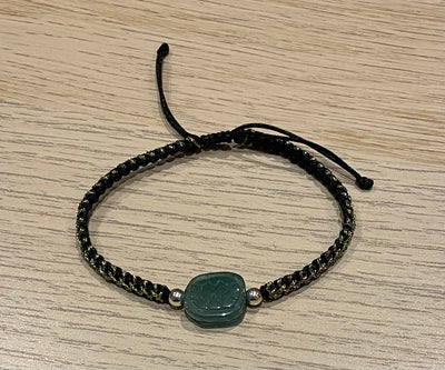 Handmade Green Jade Charm Bracelet, Adjustable Gemstone Jewelry for Luck & Positive Energy