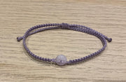 Handmade Bracelet with Tiny Lavender Jade Donut, Adjustable Cord Bracelet for Calm, Love & Spiritual Healing