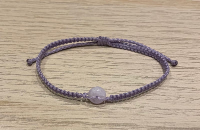 Handmade Bracelet with Tiny Lavender Jade Donut, Adjustable Cord Bracelet for Calm, Love & Spiritual Healing