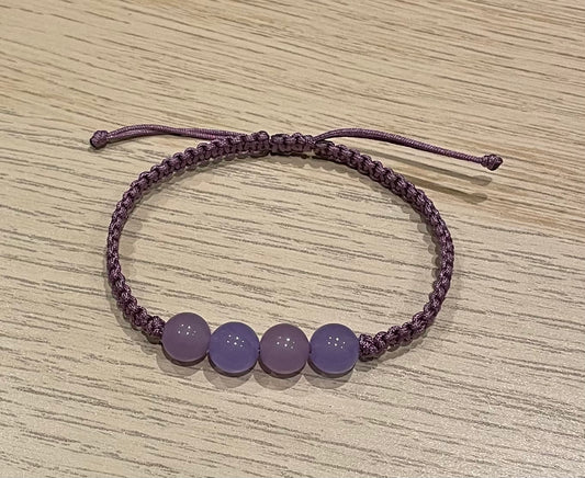 Handmade bracelet with purple chalcedony beads