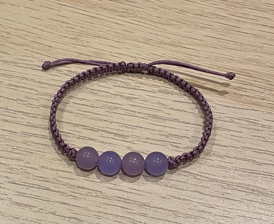 Handmade Purple Chalcedony Bracelet, Adjustable Gemstone Jewelry for Healing & Positive Energy