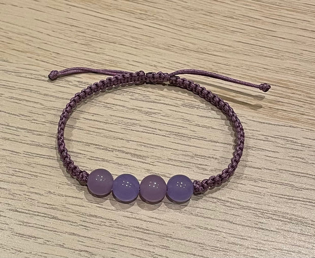 Handmade Purple Chalcedony Bracelet, Adjustable Gemstone Jewelry for Healing & Positive Energy
