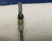Handmade Three-Tone Green Hetian Jade Bracelet, Adjustable Gemstone Jewelry for Luck & Positive Energy