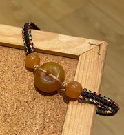 Handmade Yellow Jade Bracelet, Natural Healing Gemstone Jewelry for Luck, Protection & Positive Energy