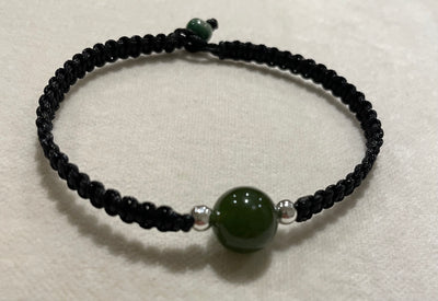 Handmade Bracelet with Green Jade Bead Charm, Adjustable Cord Bracelet for Luck, Balance & Healing Energy