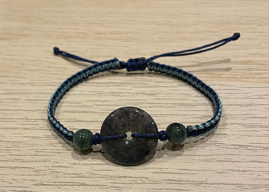 Handmade bracelet with black jade donut