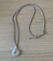 Handmade Necklace with Light Purple Jade Donut, Natural Stone Necklace for Calm, Healing & Inner Harmony