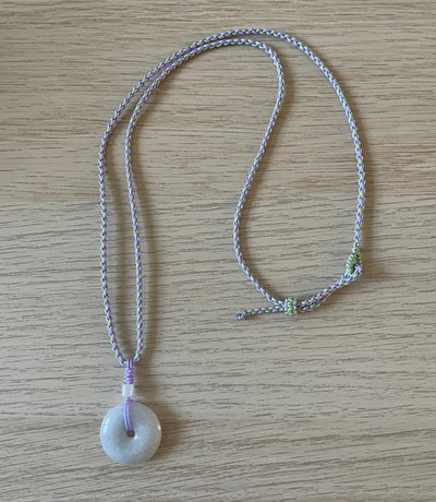 Handmade Necklace with Light Purple Jade Donut, Natural Stone Necklace for Calm, Healing & Inner Harmony