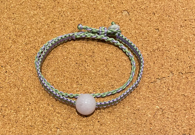Handmade Bracelet with 13mm Light Purple Jade Bead, Adjustable Cord Bracelet for Peace, Healing & Emotional Balance