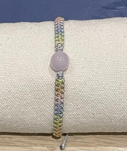 Handmade Bracelet with Purple Bead Charm, Adjustable Gemstone Jewelry for Protection & Positive Energy