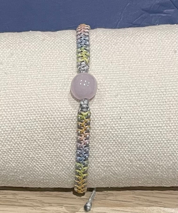 Handmade Bracelet with Purple Bead Charm, Adjustable Gemstone Jewelry for Protection & Positive Energy