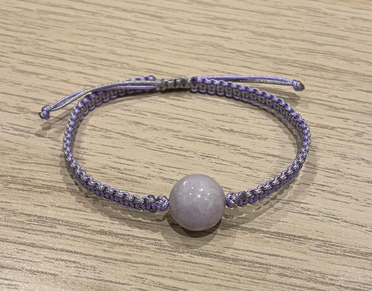 Handmade bracelet with a lavender jade bead