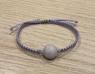 Handmade Bracelet with Lavender Jade Bead, Adjustable Cord Bracelet for Calm, Healing & Inner Peace