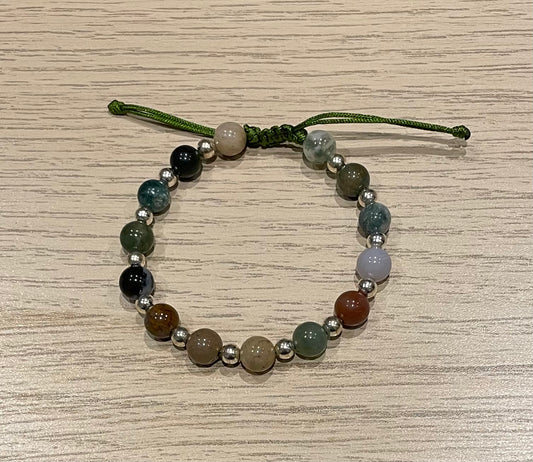 Handmade bracelet with colourful agate beads