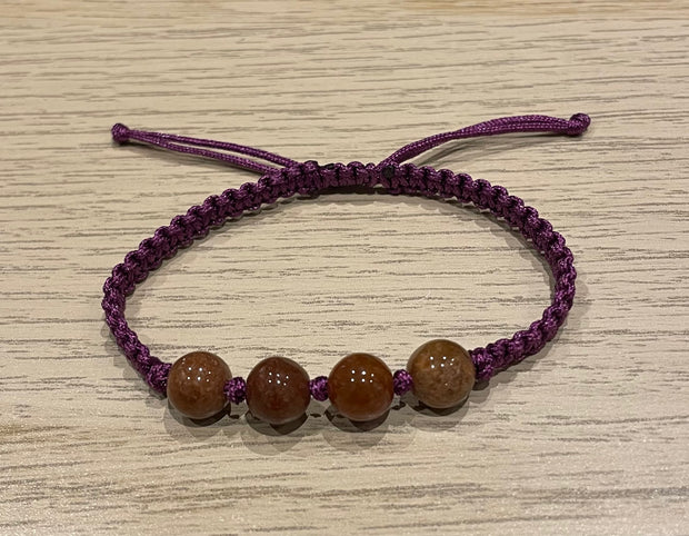 Handmade Bracelet with Red Jade Beads, Adjustable Cord Bracelet for Vitality, Courage & Positive Energy
