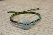 Handmade Bracelet with Jade Donut, Adjustable Cord Bracelet for Luck, Protection & Positive Energy
