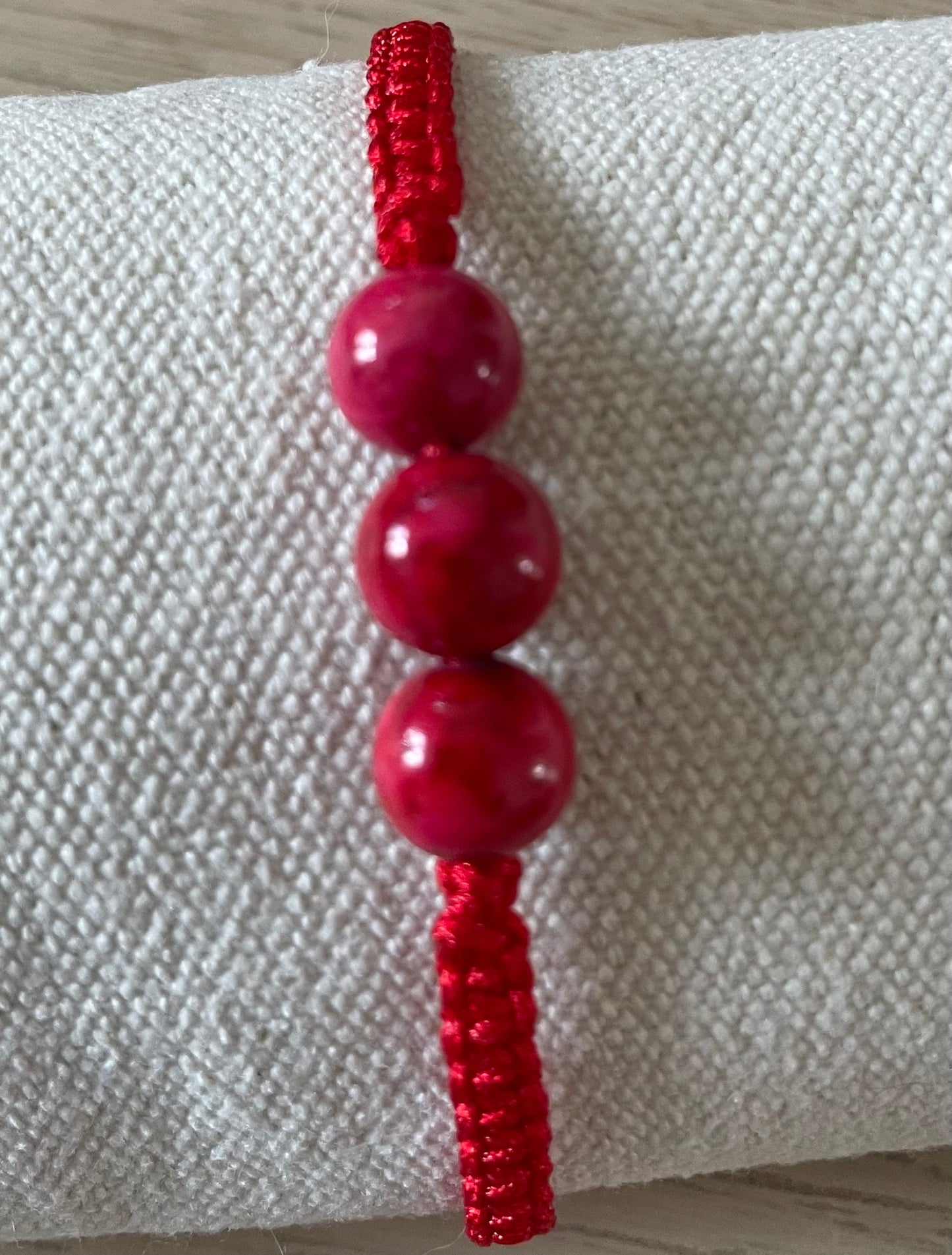 Handmade bracelet with red stone beads
