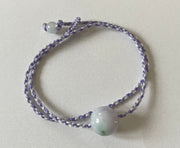 Handmade Bracelet with 12mm Purple Jade Bead, Adjustable Cord Bracelet for Healing, Balance & Elegant Energy