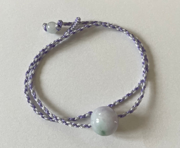 Handmade Bracelet with 12mm Purple Jade Bead, Adjustable Cord Bracelet for Healing, Balance & Elegant Energy